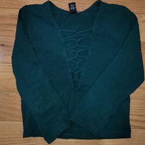 Green Criss Cross Crop Top